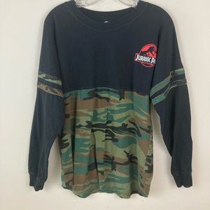 Universal studios Jurassic park, long sleeve, camo T-shirt, unisex XS